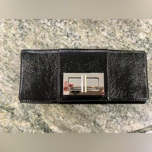 Banana republic black leather clutch with silver hardware